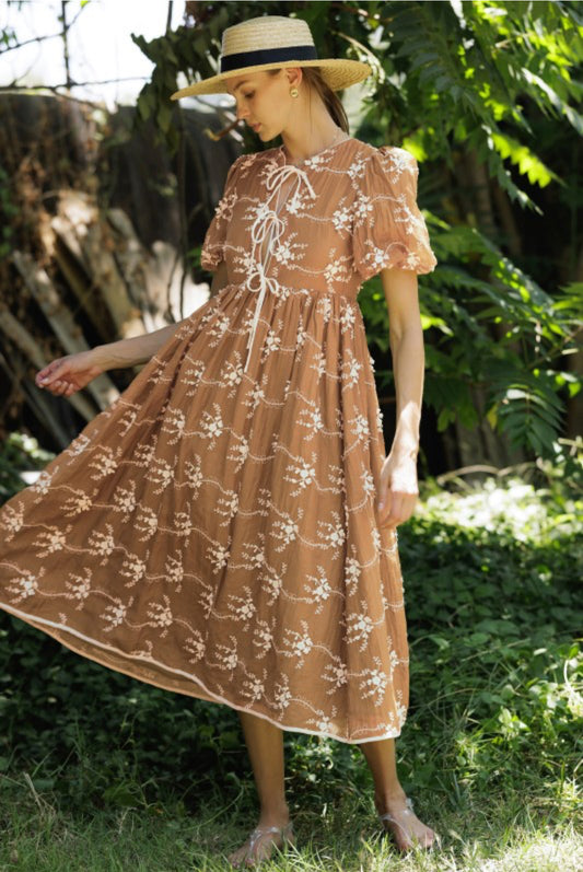 Embroidered Midi Dress