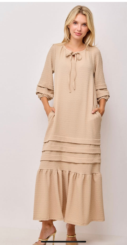 PLUS Textured Dress with Bow