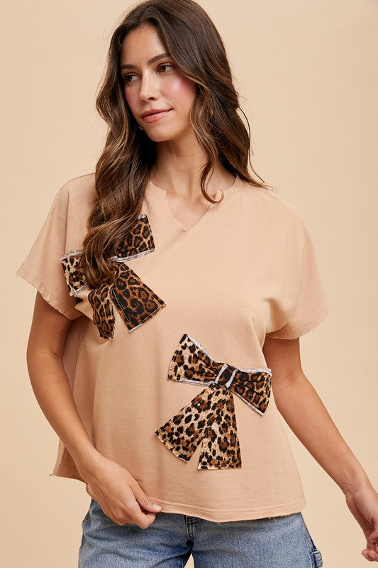 Leopard Bow Knit Top