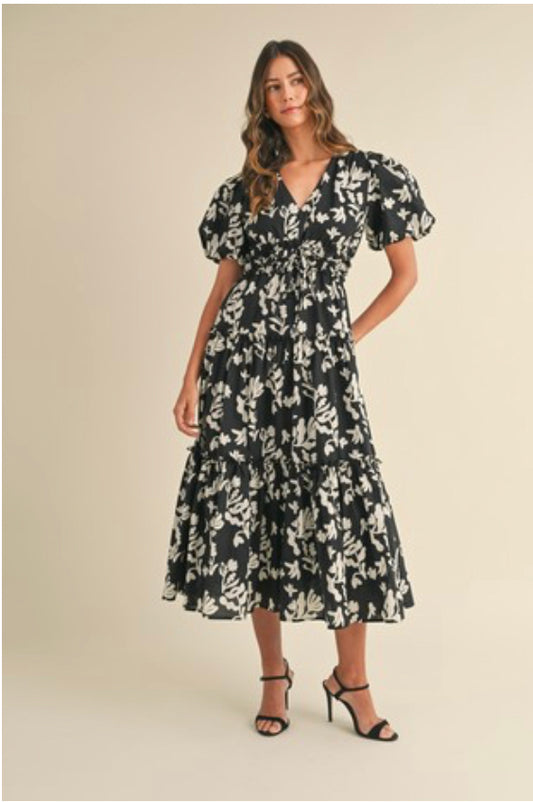 Floral Print Puff Sleeve Dress