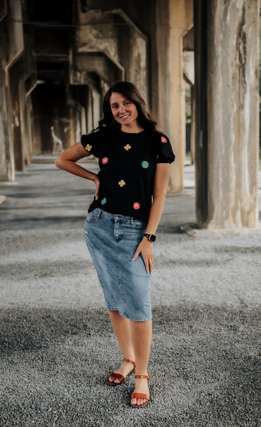 Embroidered Flower Top