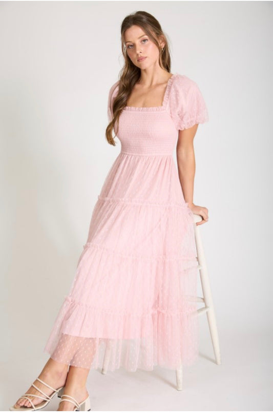 Blush Polka Dot Tulle Dress