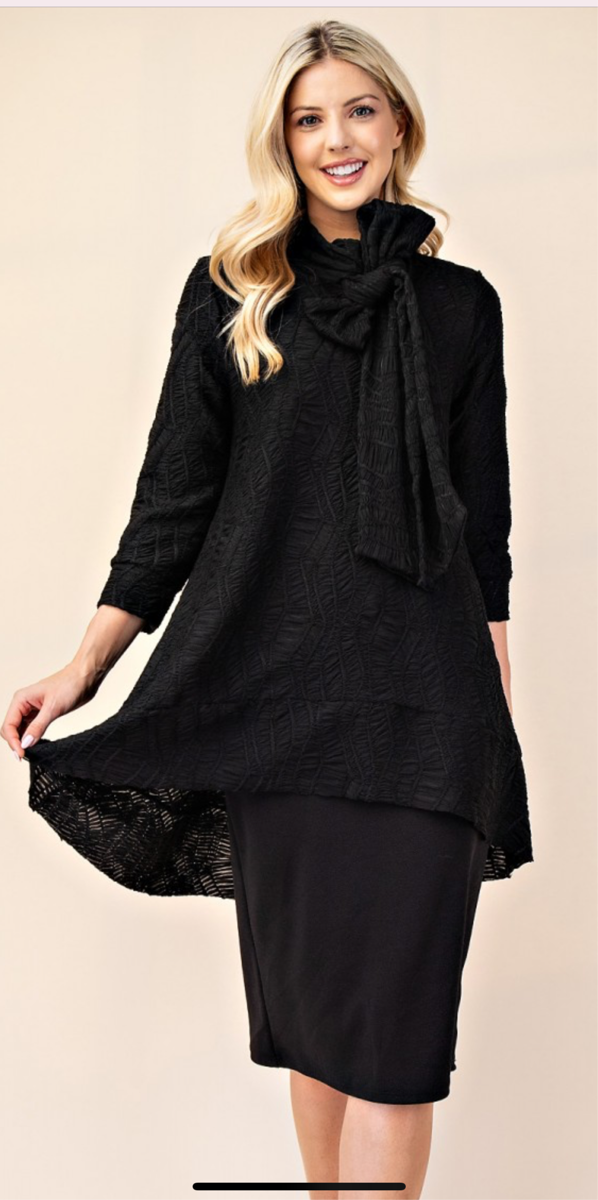 Textured Bow Tie Top