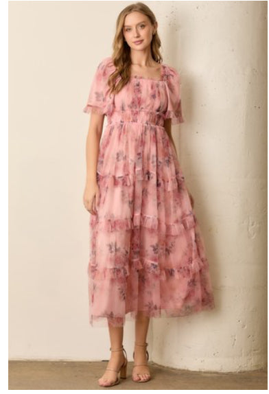 Floral Mesh Tulle Dress