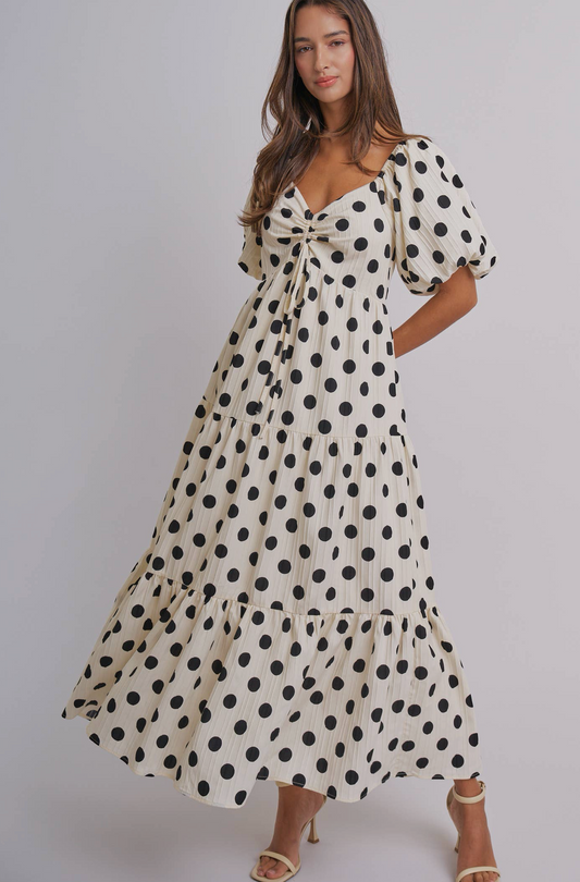 Polka Dot Tie-Front Maxi