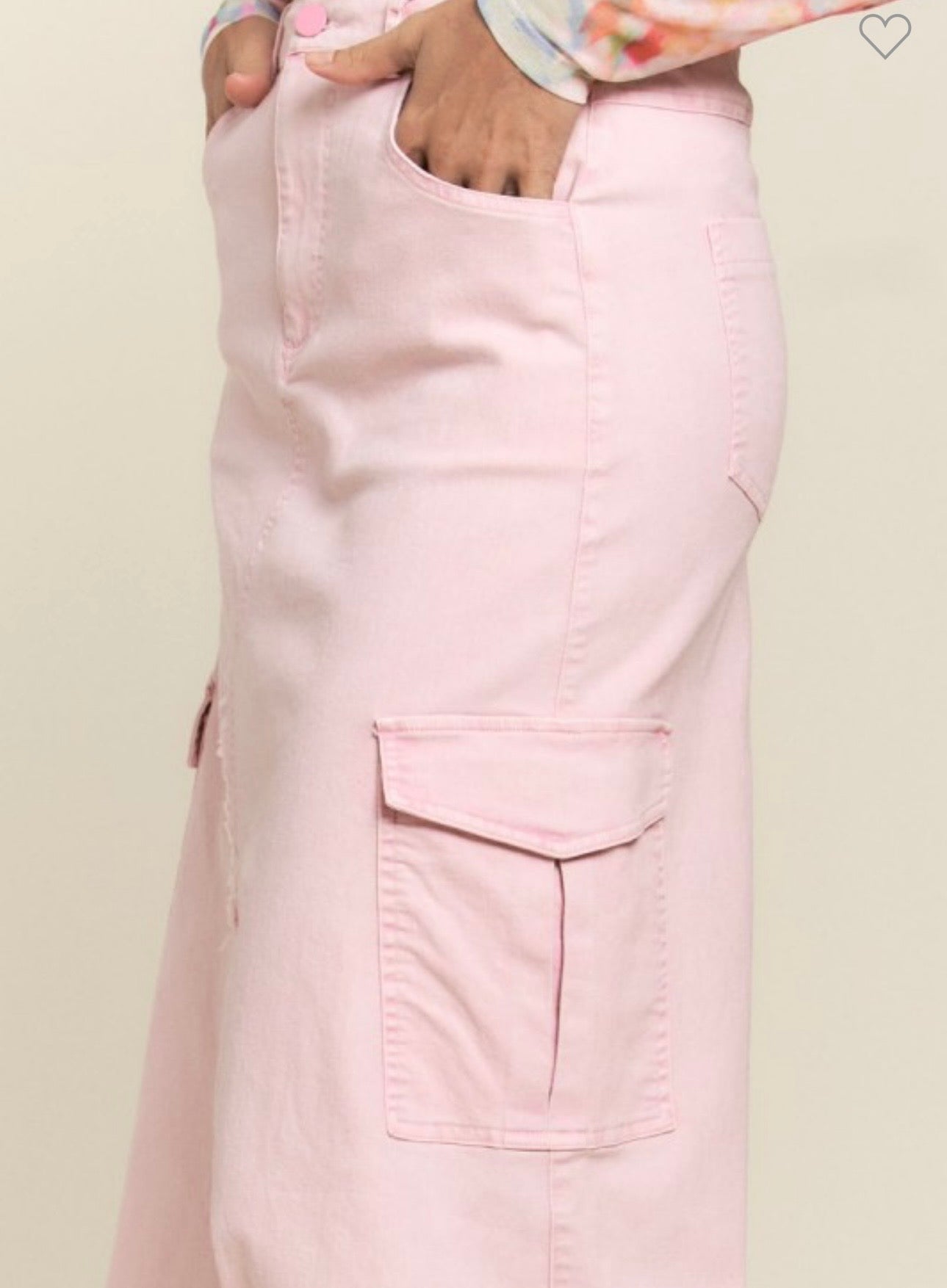 Pink Denim Cargo Skirt