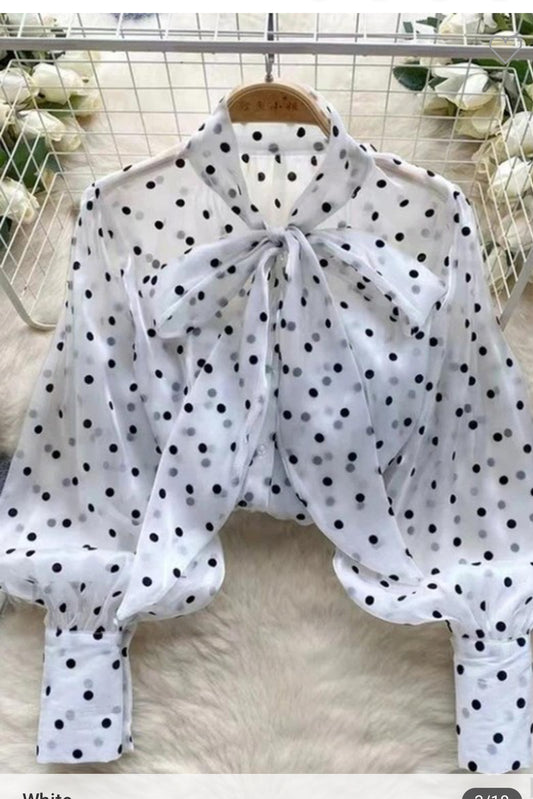 Polka Dot Tie Blouse