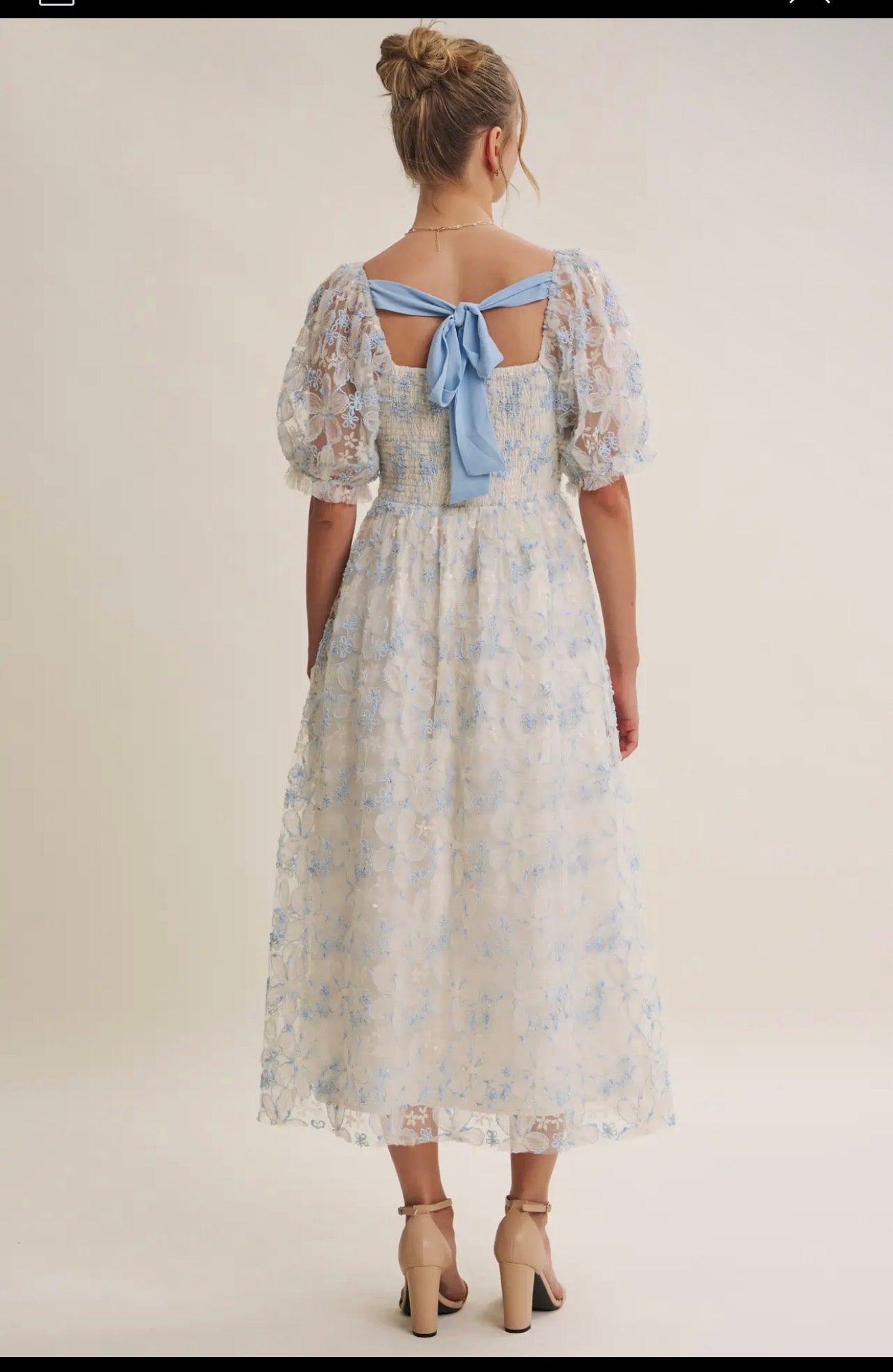 Blue Floral Sequin Dress