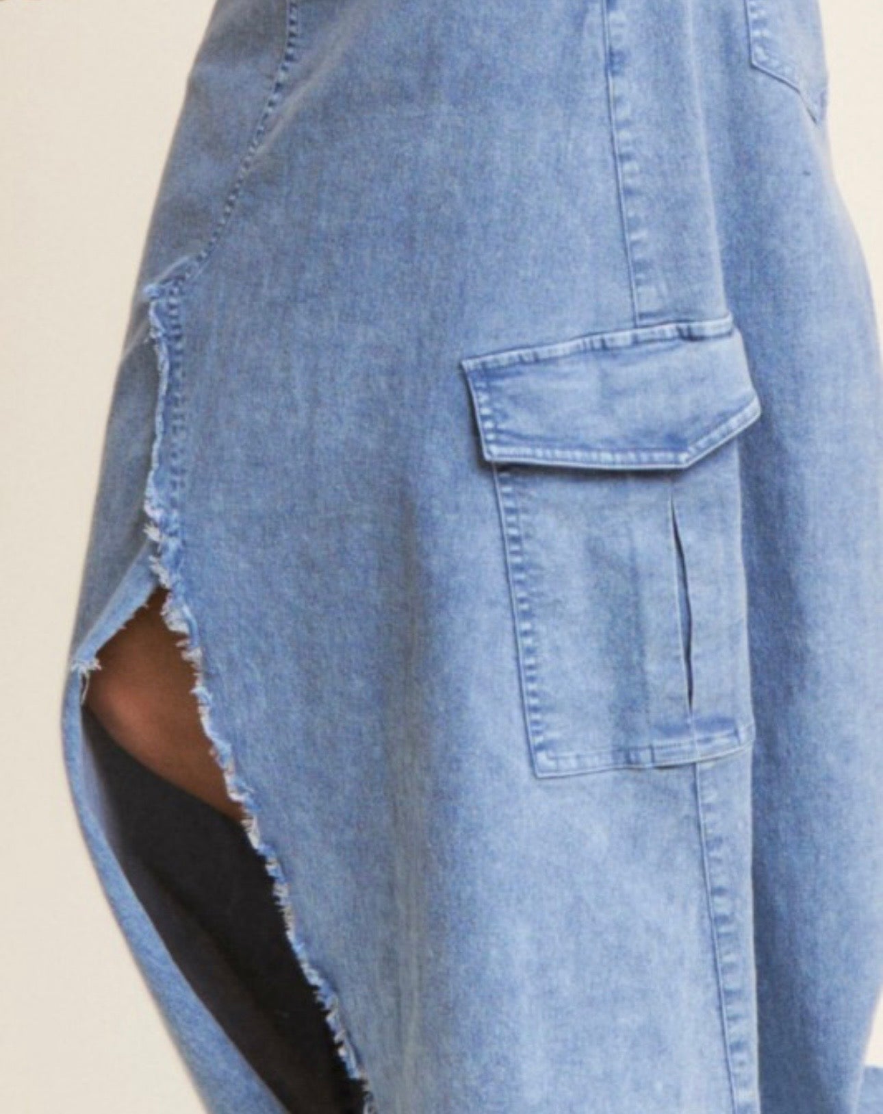 Light Denim Cargo Skirt