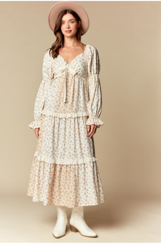 Floral Lace Trim Maxi Dress