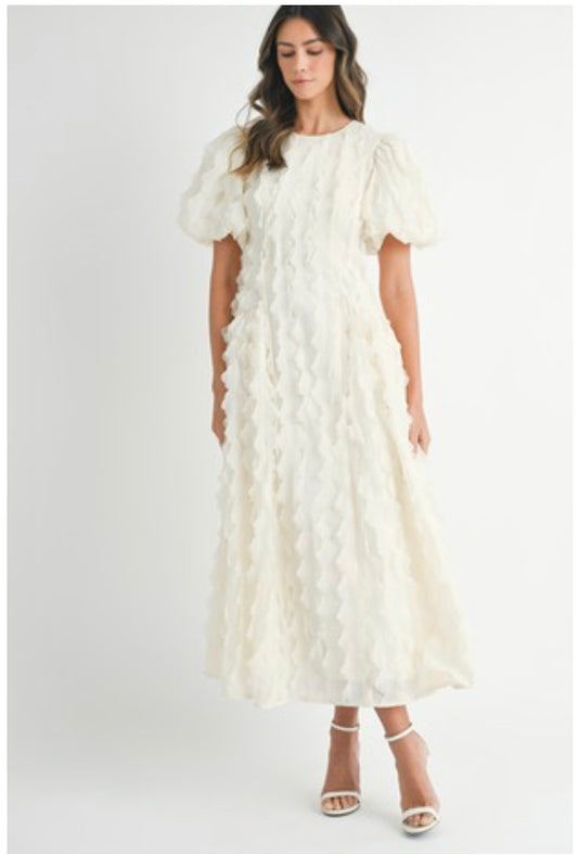Textured Scallop Midi Dress