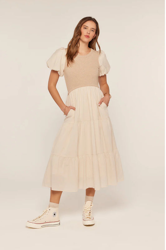 Rib Knit Mixed Tiered Dress