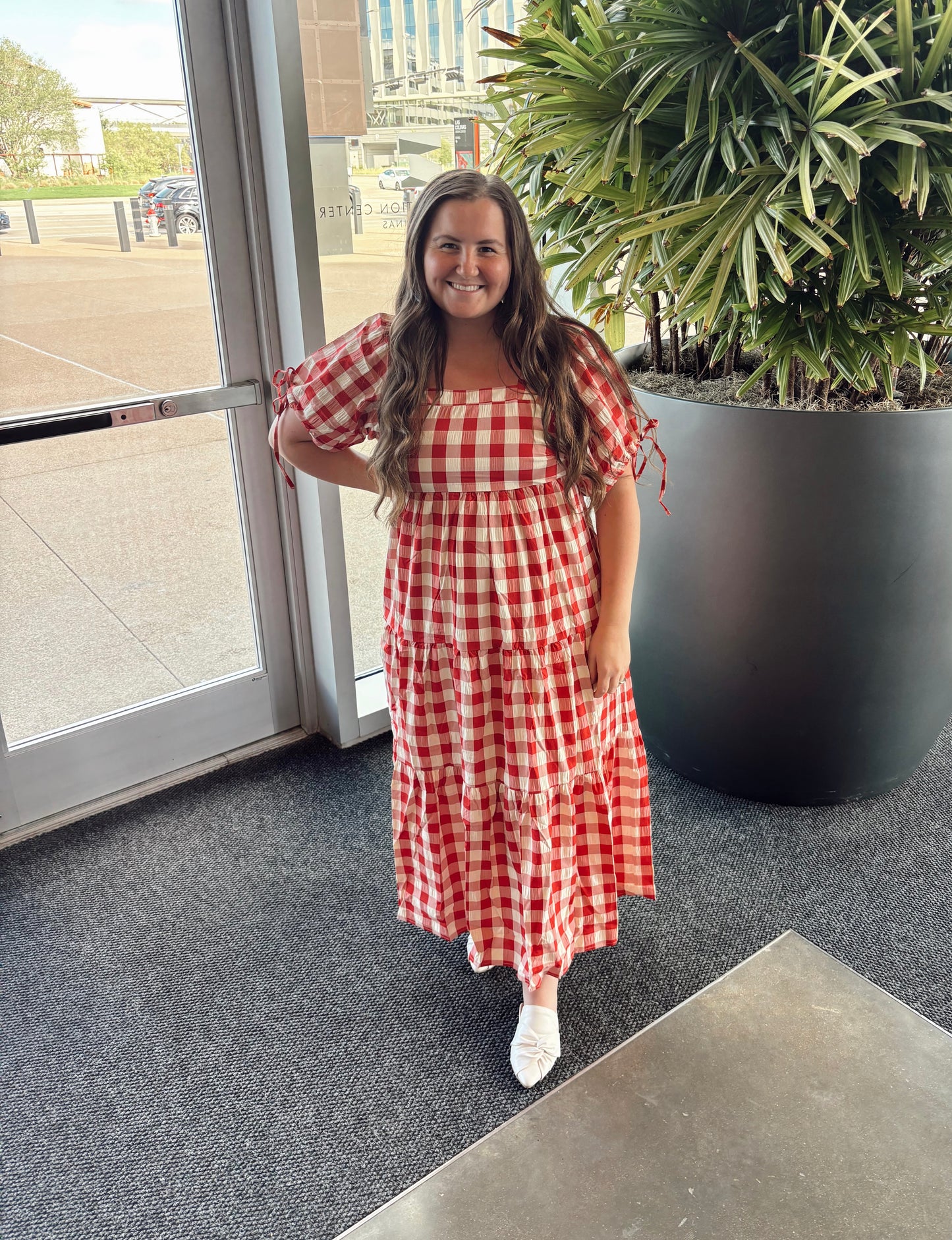 Red Checkered Maxi Dress