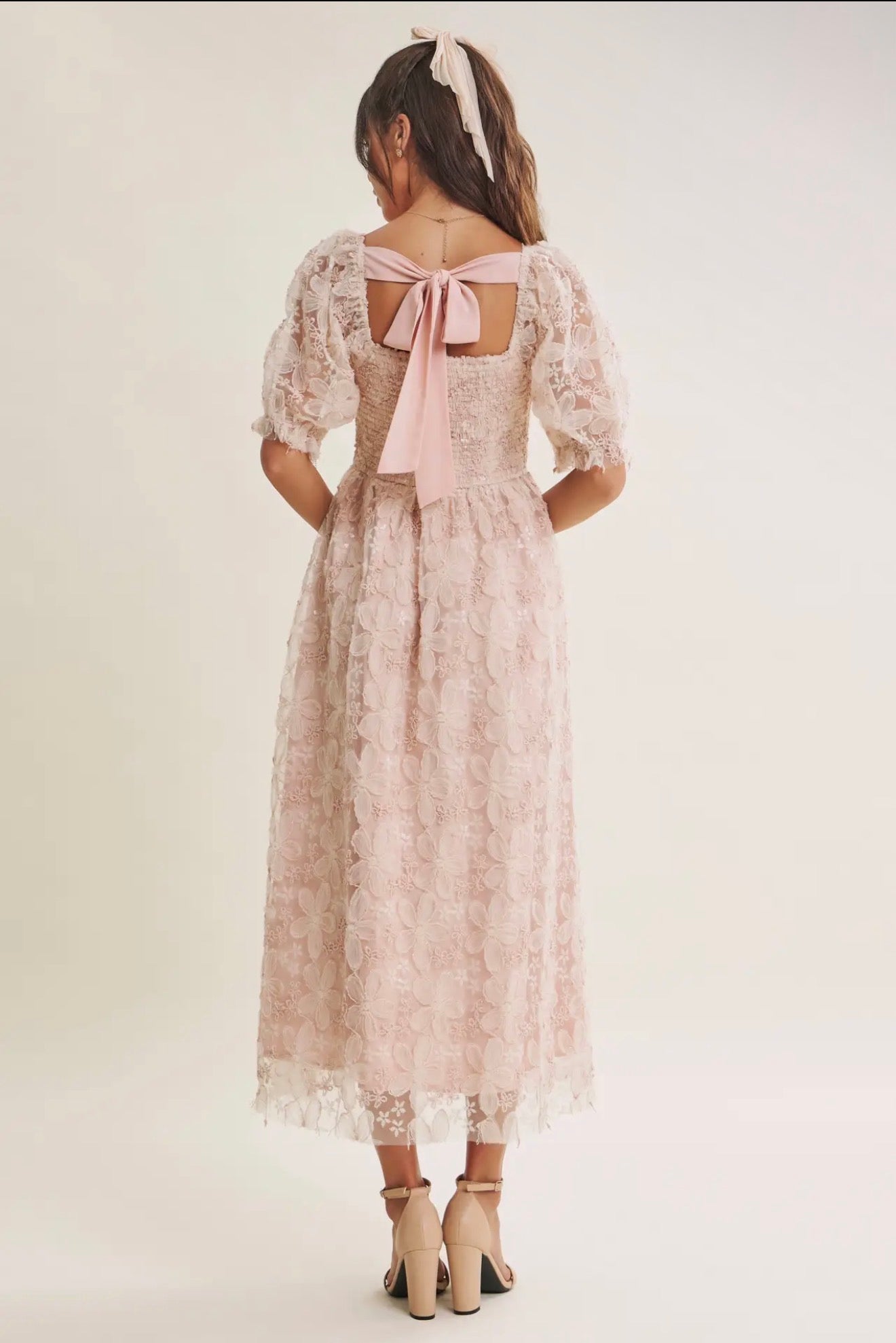 Pink Floral Sequin Dress