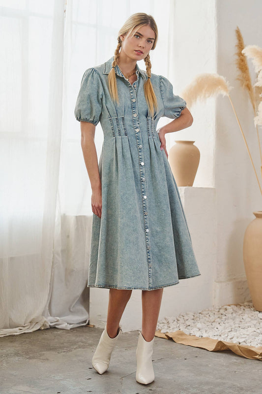 Denim Puff Sleeve Dress