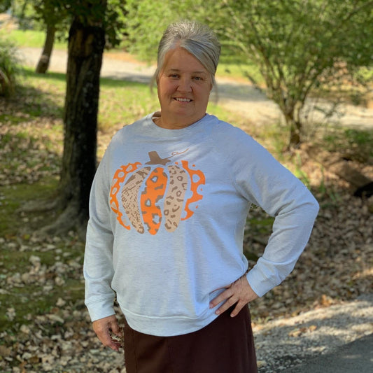 Gray Pumpkin Sweatshirt- Plus