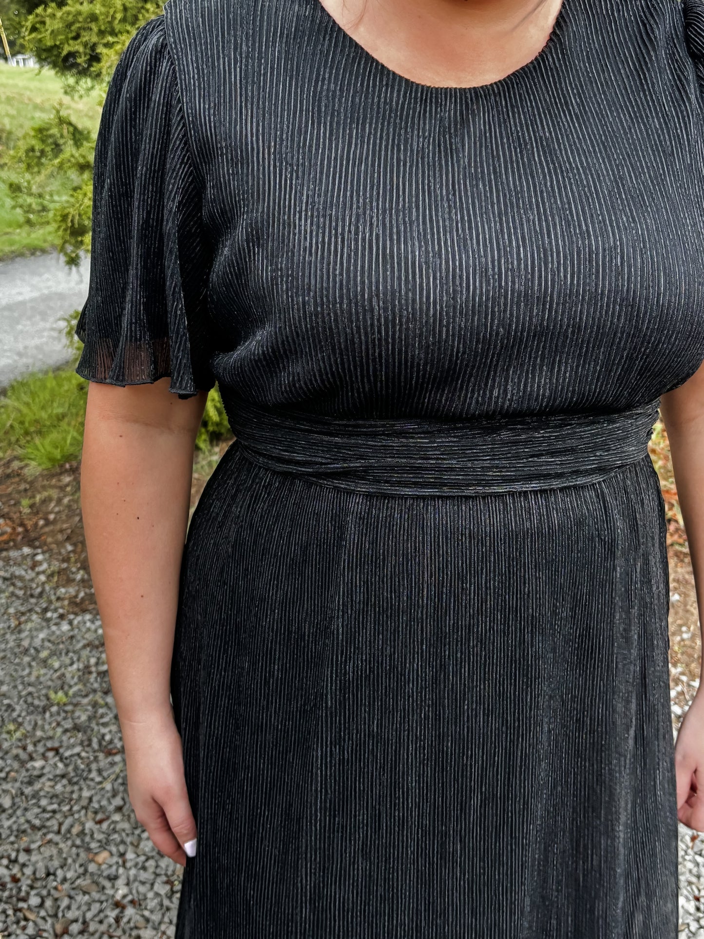 Black Crinkled Maxi Dress