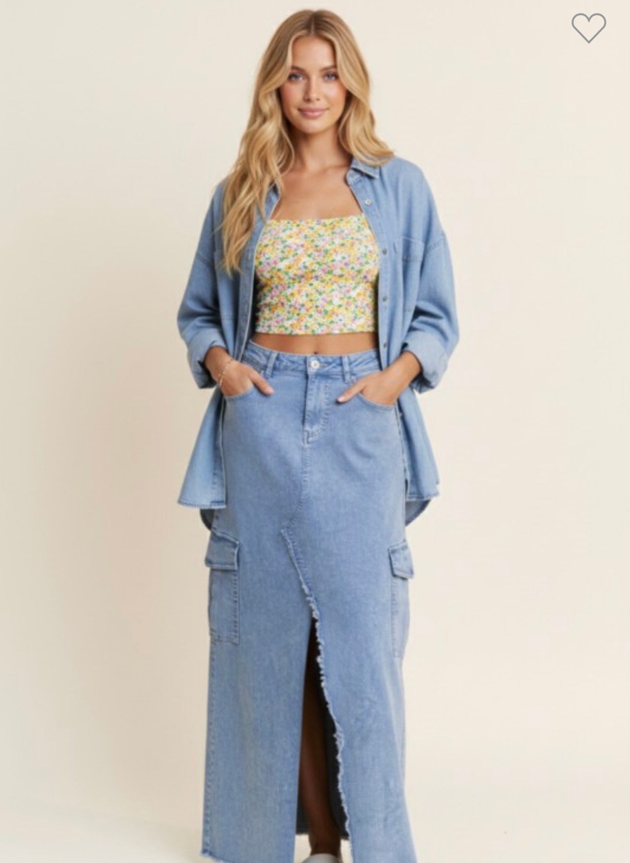 Light Denim Cargo Skirt