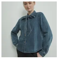 Denim Bow Button Up