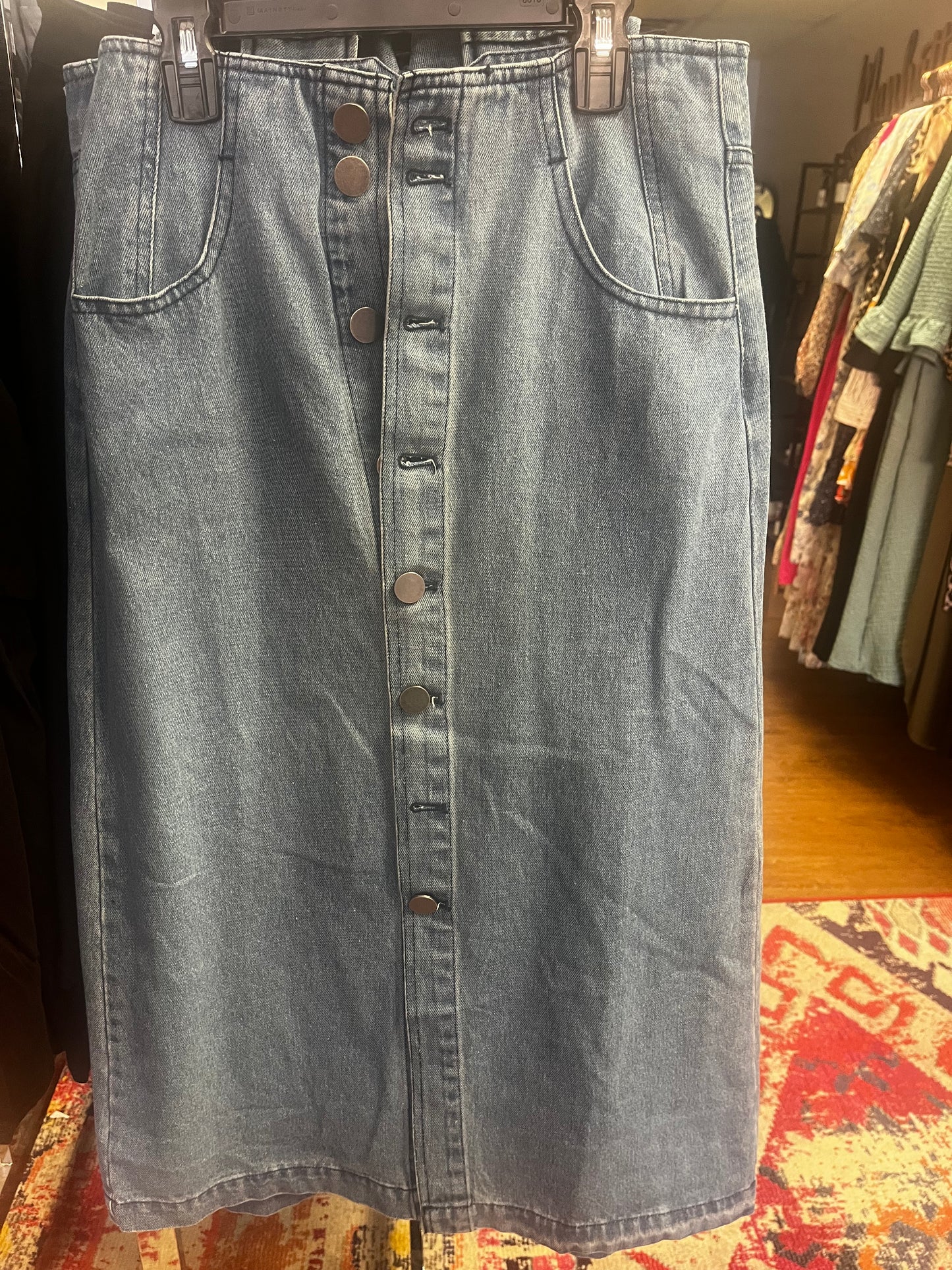 Button Up Denim Skirt