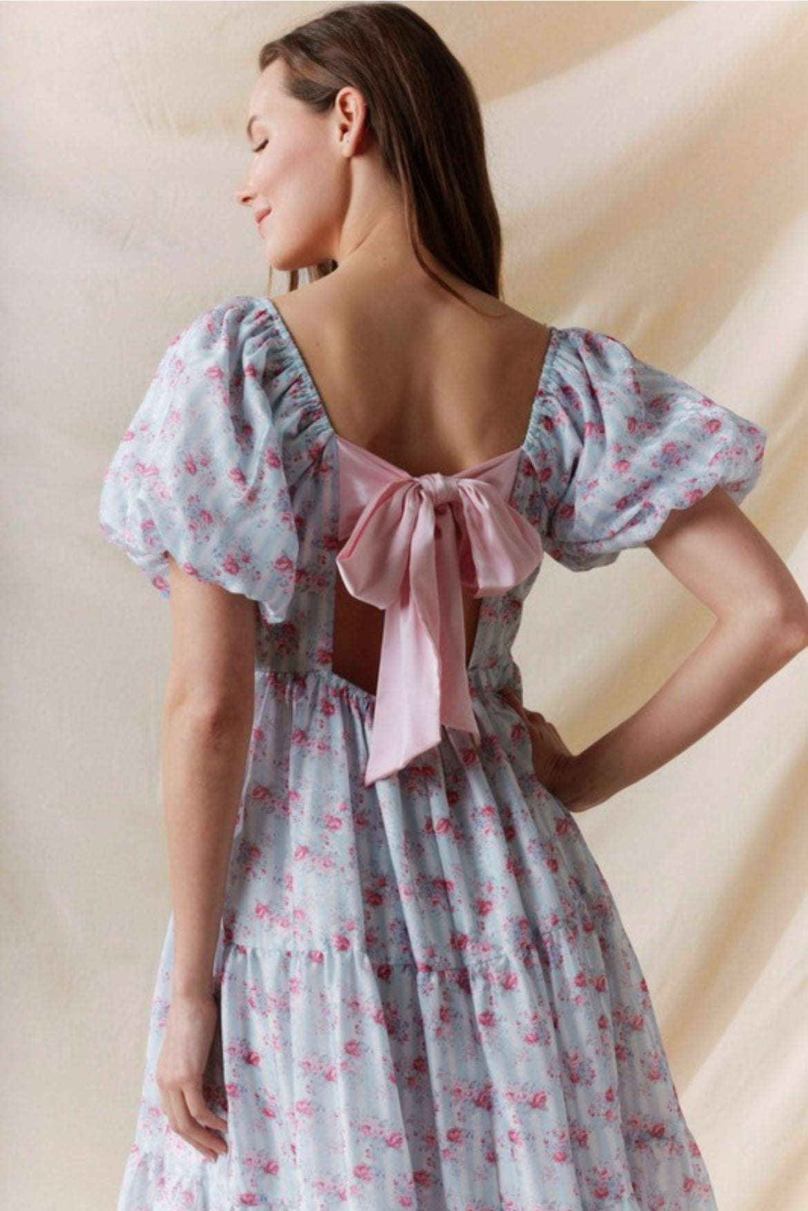 Floral Back Tie Dress