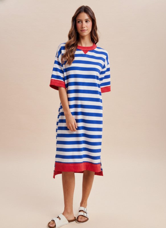 Blue Striped Midi