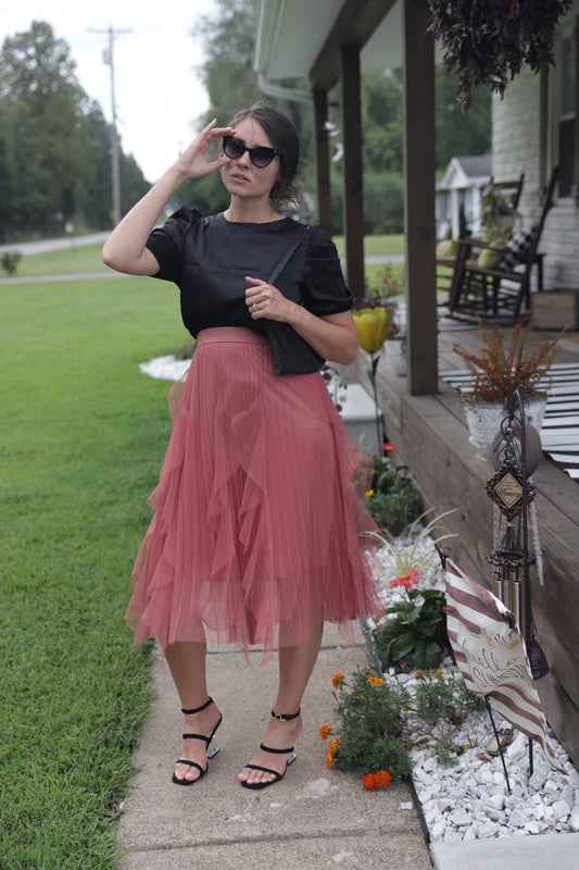 Pink Ruffled Tulle Skirt