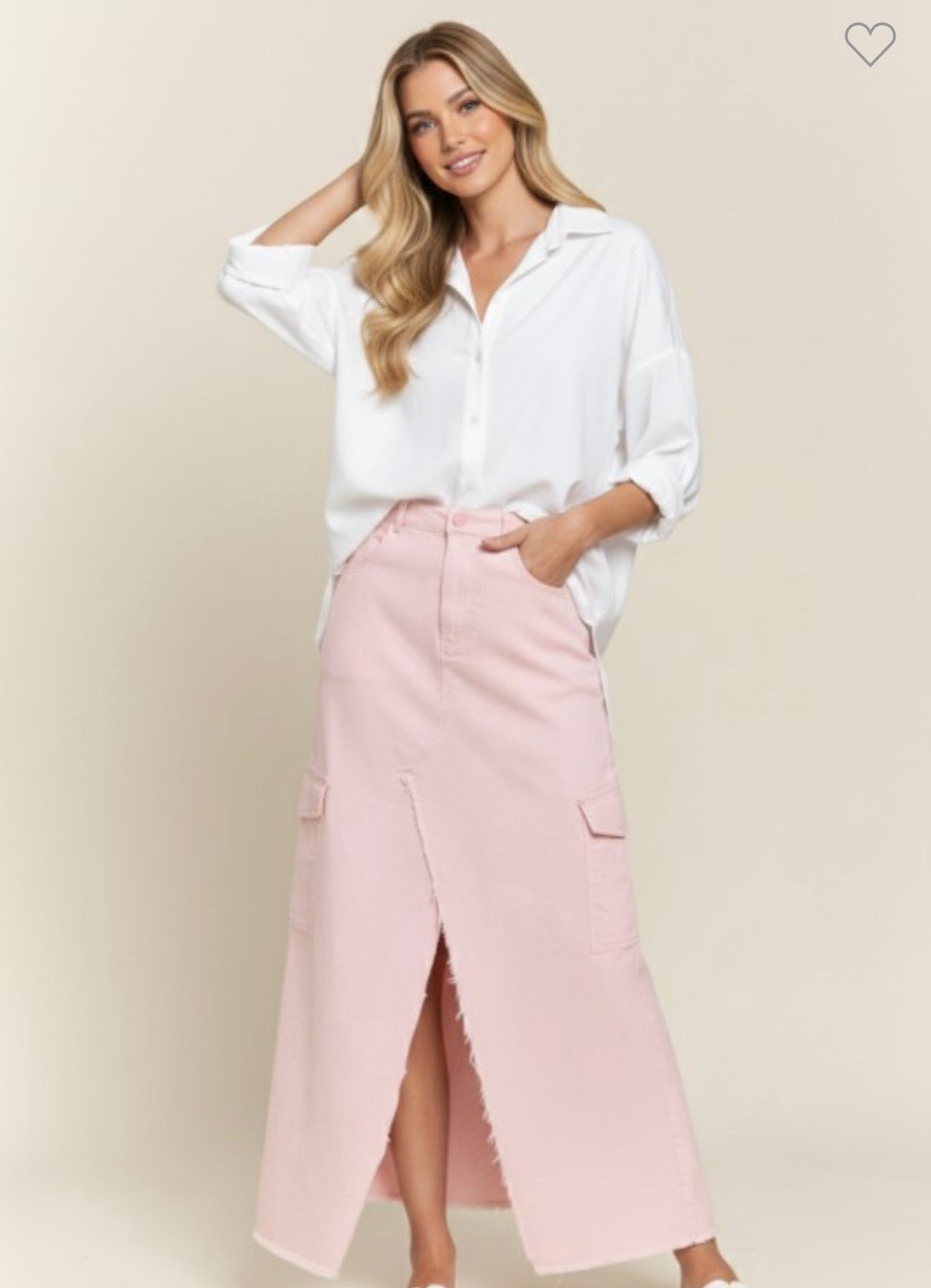 Pink Denim Cargo Skirt