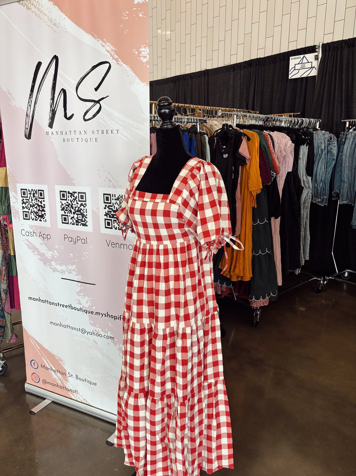 Red Checkered Maxi Dress