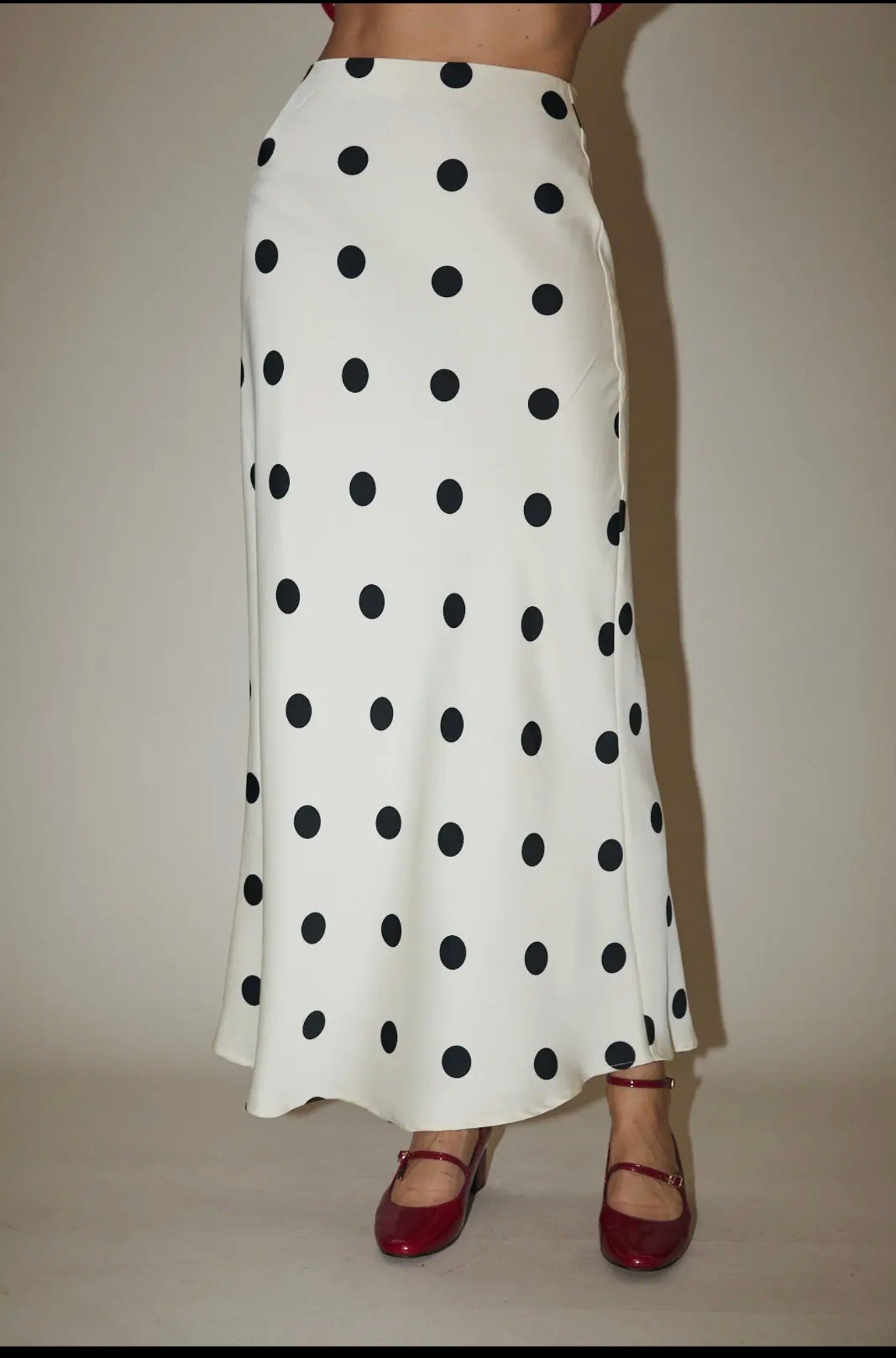 White/Black Dot Satin Skirt
