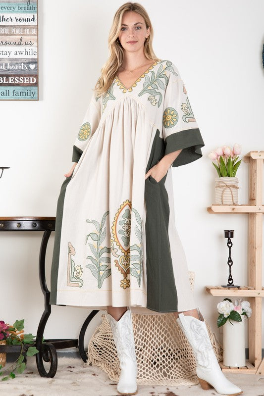 Deep V Neck Maxi Dress
