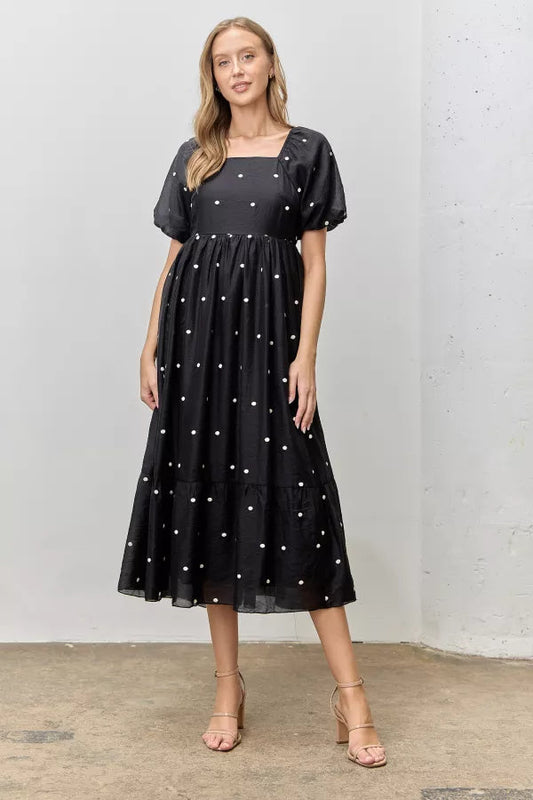 Black Dot Embroidered Dress