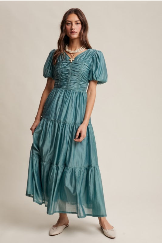 Cinched V-Neck Maxi