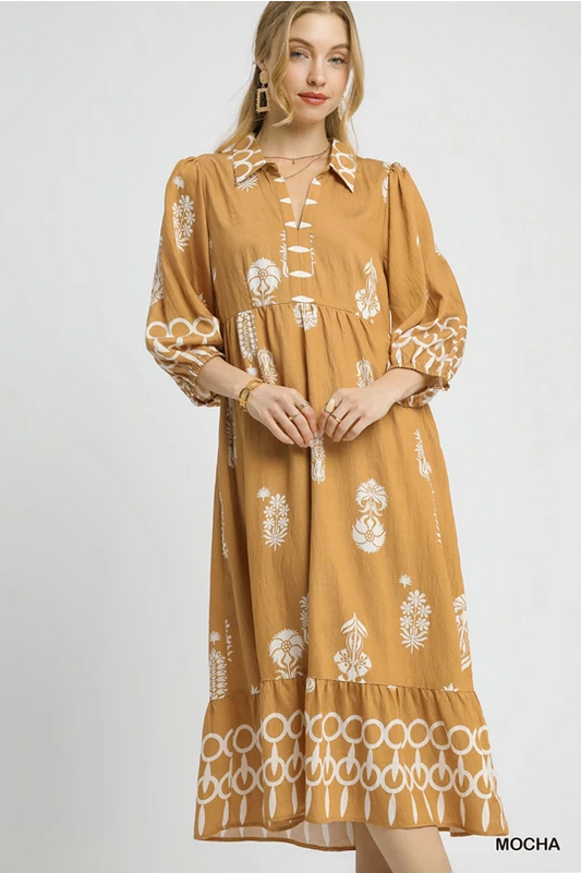 Boho Print Midi Dress