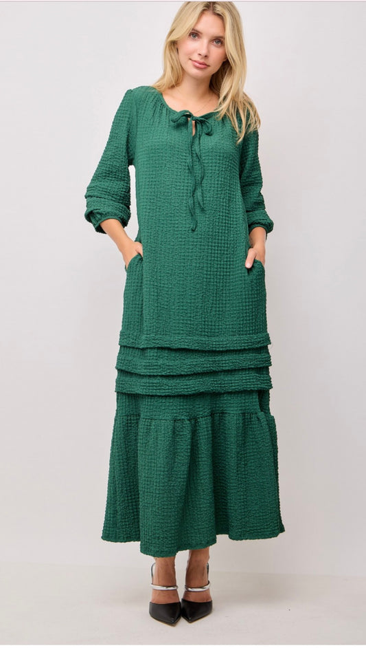 PLUS Textured Dress with Bow