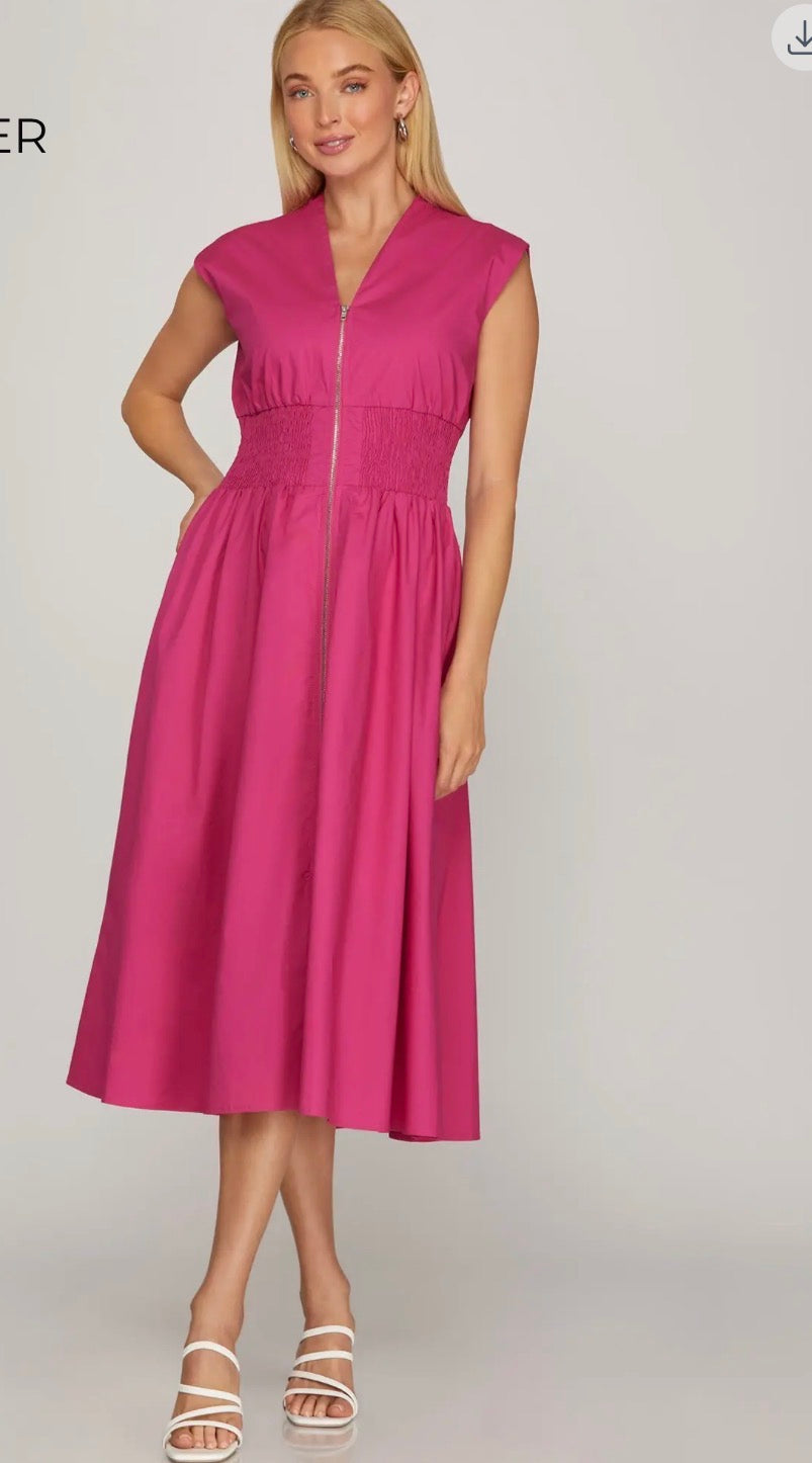 Fuchsia Zipper Dress
