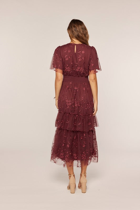 Embroidered Mesh Dress