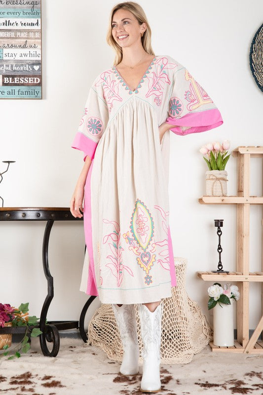 Deep V Neck Maxi Dress