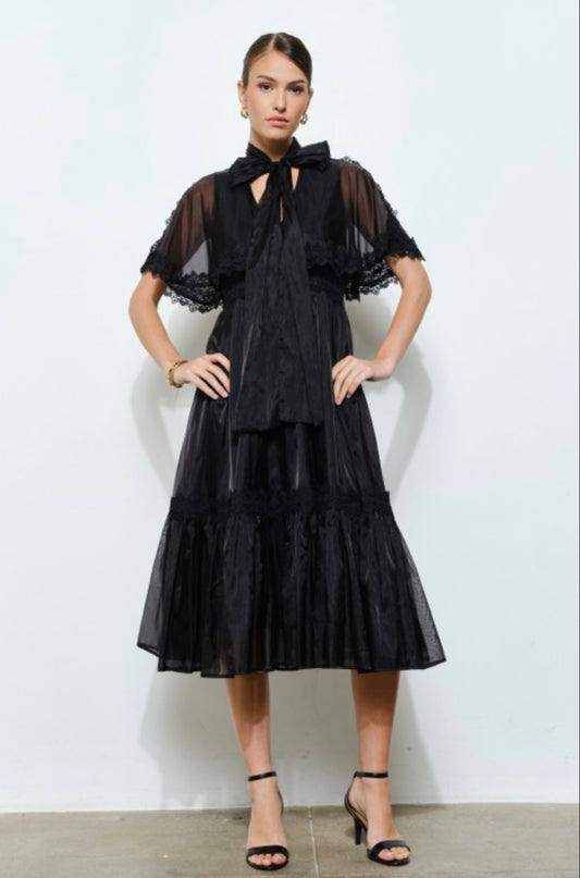 Black Bow Ruffle Dress