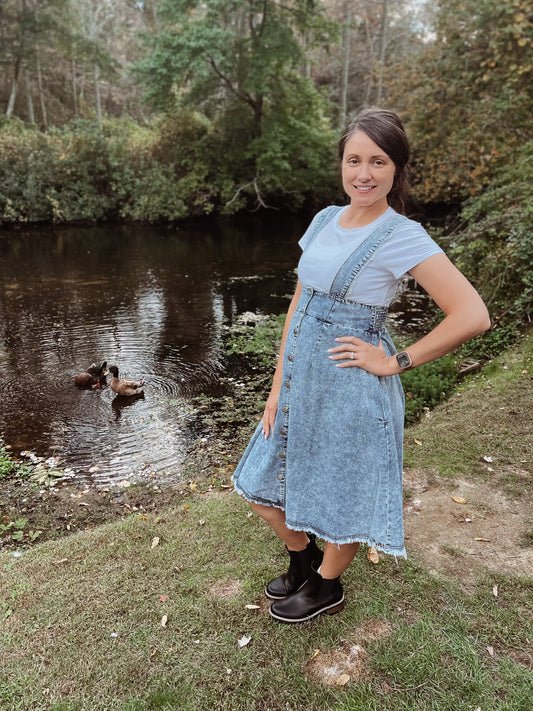 Acid Wash Denim Jumper Dress