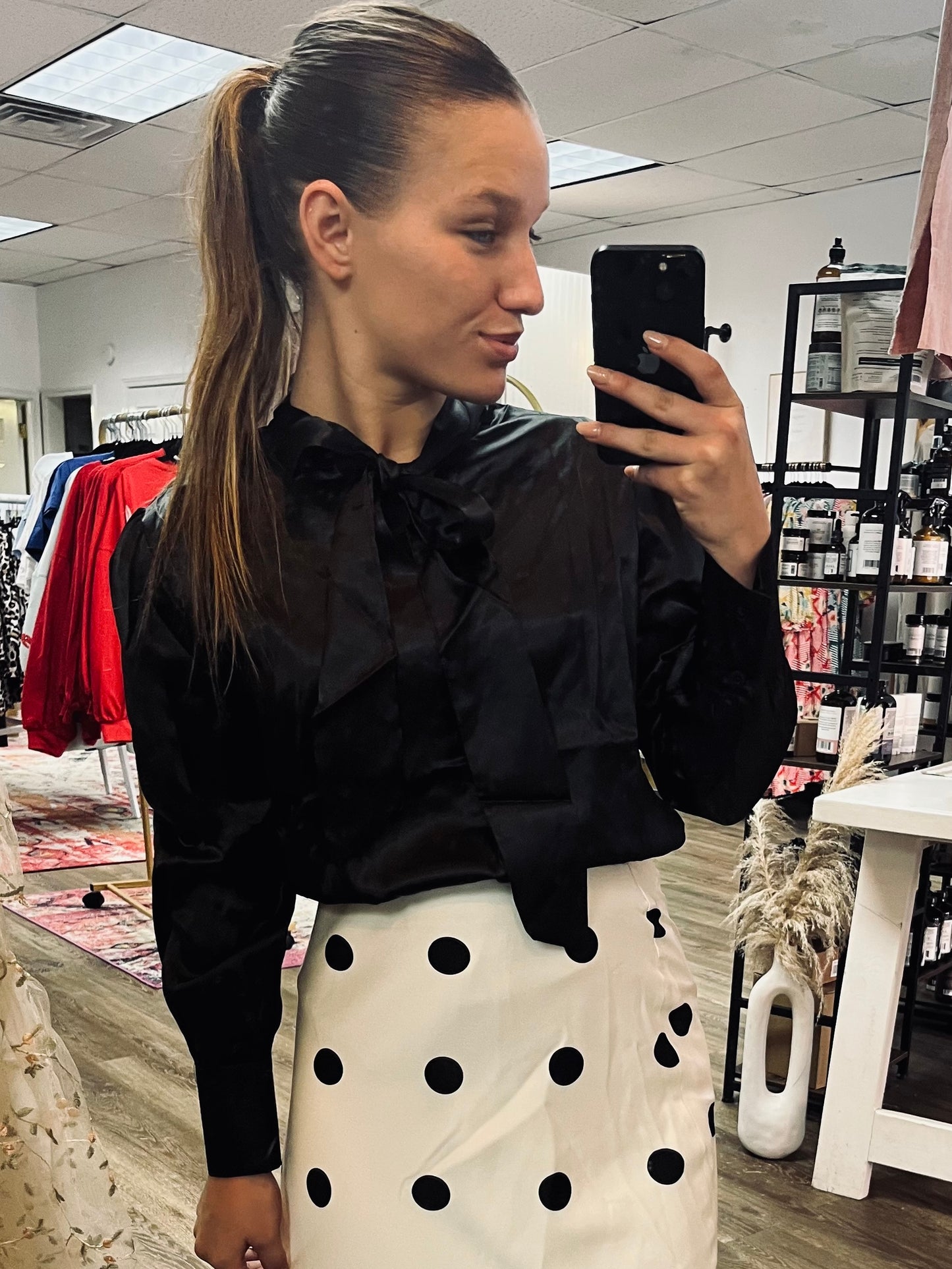 Satin Top with Bow Tie