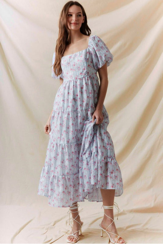 Floral Back Tie Dress