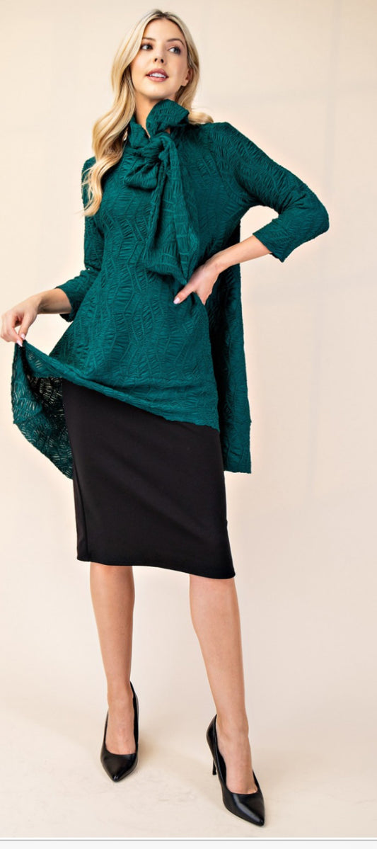 Textured Bow Tie Top