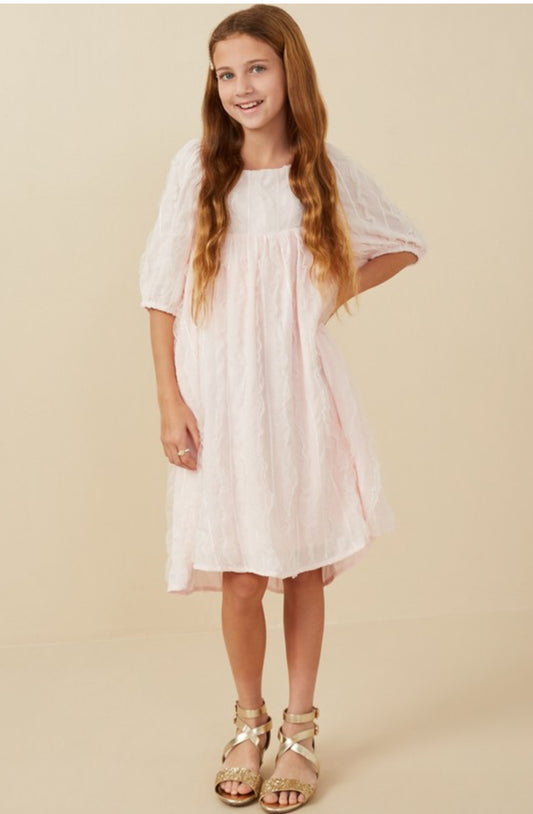 Girls Ruffled Mesh Square Neck Dress