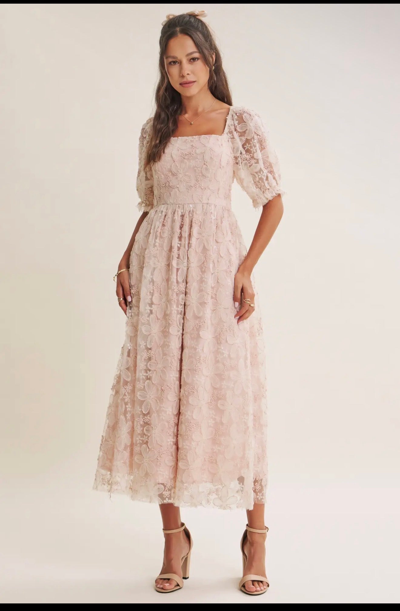 Pink Floral Sequin Dress