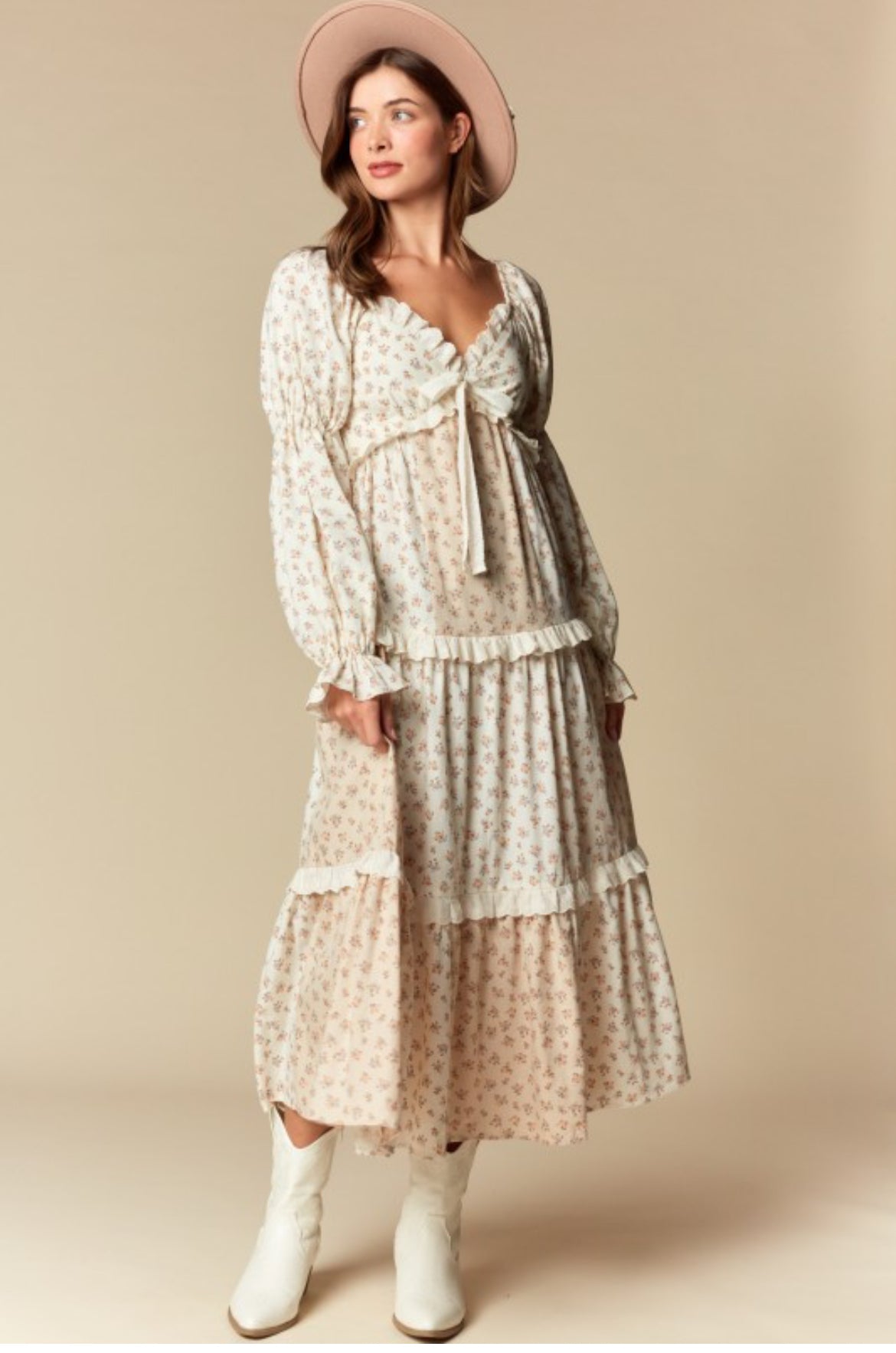 Floral Lace Trim Maxi Dress
