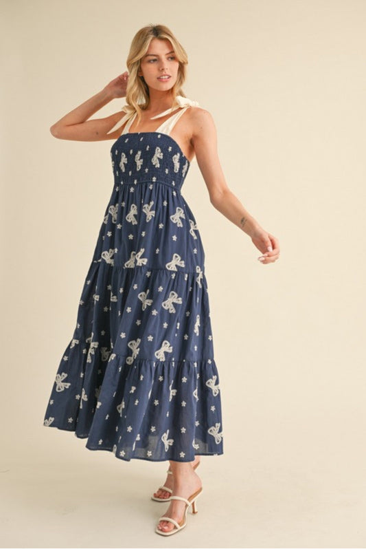 Navy Dress With Bows