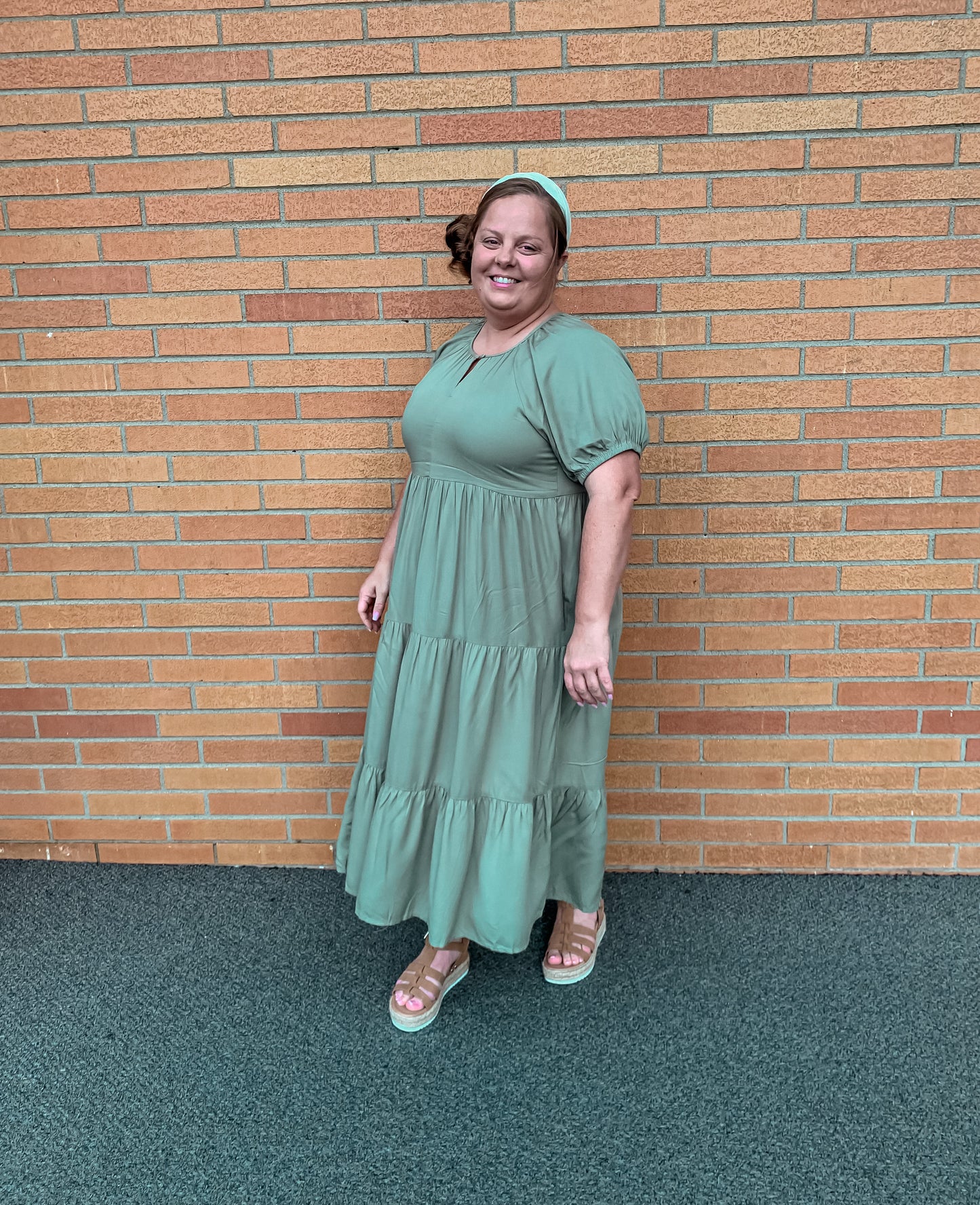 Sage Tiered Dress