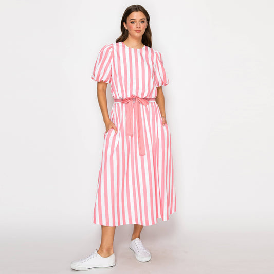 Pink Stripe Skirt Set