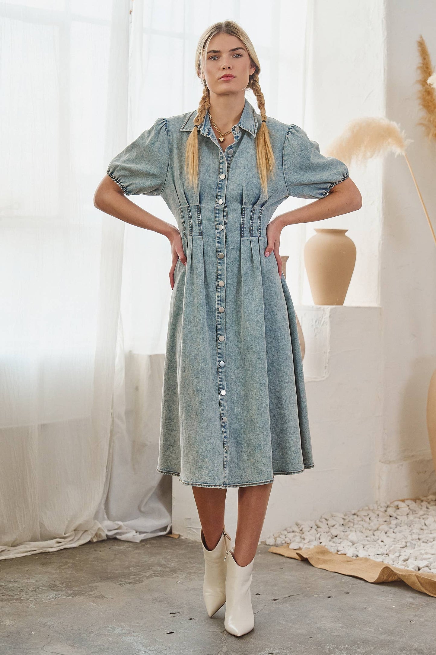 Denim Puff Sleeve Dress